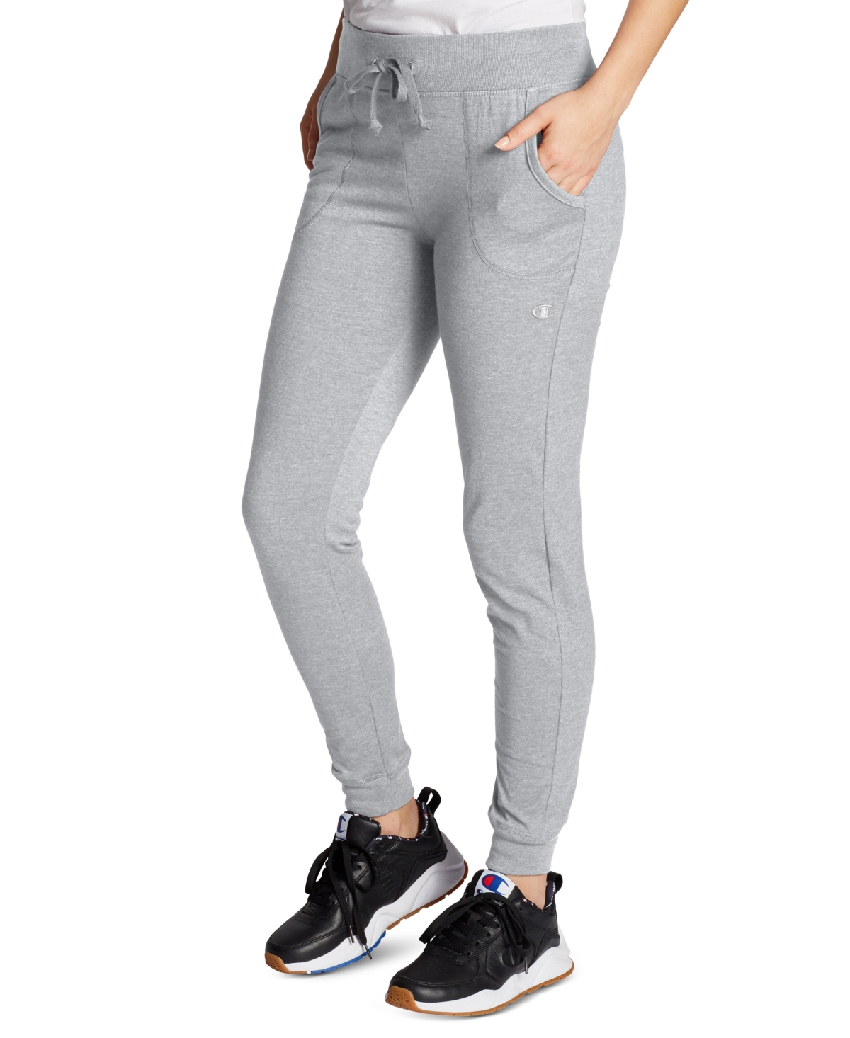 Women's Cotton Jersey Full Length Joggers - Oxford Gray