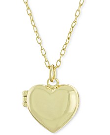 Polished Heart Locket Pendant Necklace, 16" + 2" extender, Created for Macy's