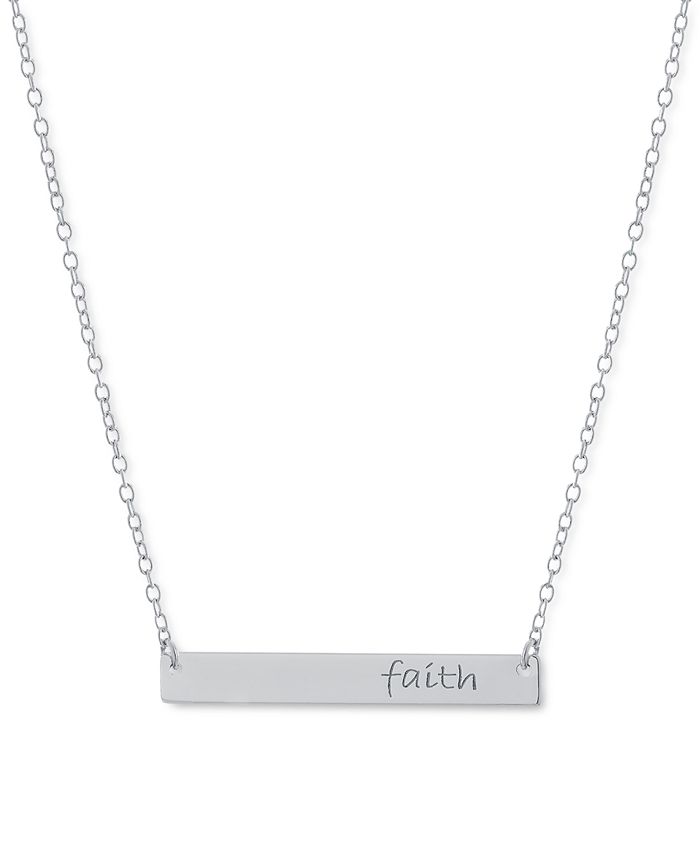 Giani Bernini - Faith Bar Pendant Necklace in Sterling Silver, 16" + 2" extender