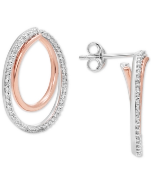 image of Diamond Double Circle Drop Earrings (1/2 ct. t.w.) in 14k White & Rose Gold