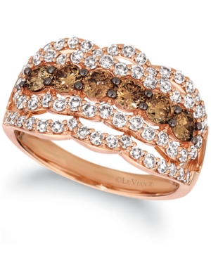 image of Le Vian Chocolate Diamond (1 ct. t.w.) & Nude Diamond (1 ct. t.w.) Ring in 14k Rose Gold