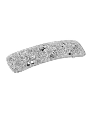 image of Women-s Silver-Tone Flowers Bar Barrette