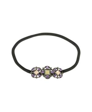 image of Women-s Black-Tone Mother of Pearl Ponytail Holder with Swarovski Crystals