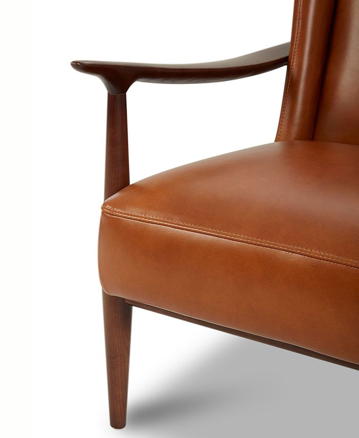 Furniture Jollene 29" Leather Winged Accent Chair, Created for Macy's