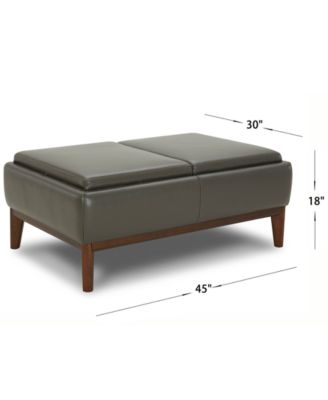 Jollene Leather Ottoman with Wood Trays, Created for Macy's