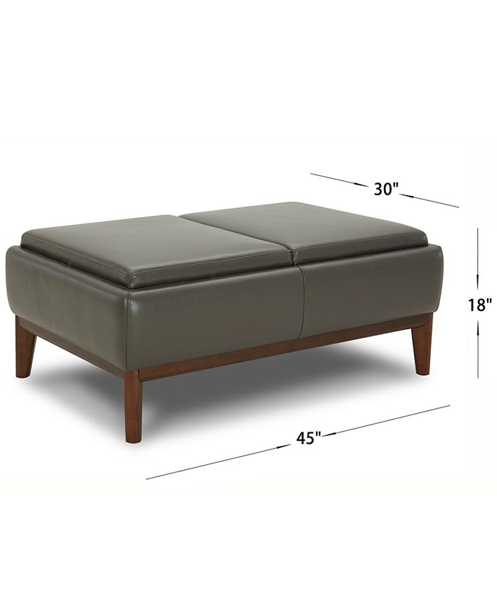 Furniture Jollene Leather Ottoman with Wood Trays, Created for Macy's