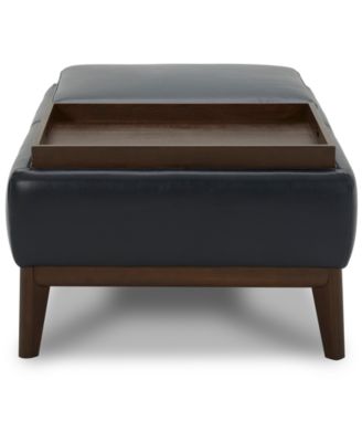 Jollene Leather Ottoman with Wood Trays
