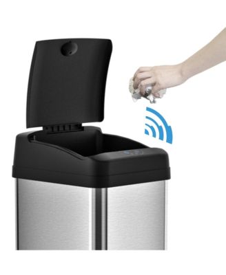 13 Gallon / 49 Liter Stainless Steel Kitchen Trash Can with Odor Filter  and AC Adapter