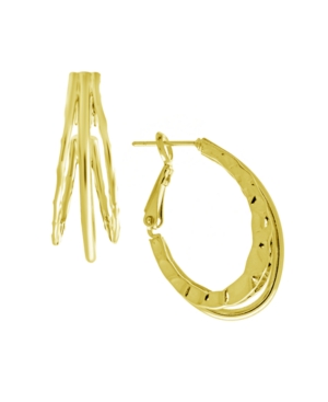 image of Hammered Triple Hoop Earring in Silver Plate