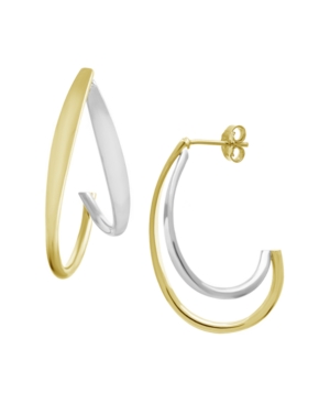 image of Medium J Hoop in Fine Gold or Silver plate
