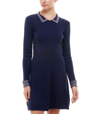Rosie Harlow - Juniors' Embellished Polo Fit & Flare Dress