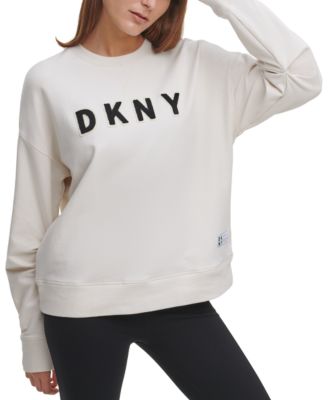 DKNY Damen Sweatshirt Mit Logo – Lurex Athletic Medallion Pullover, Aus Baumwolle