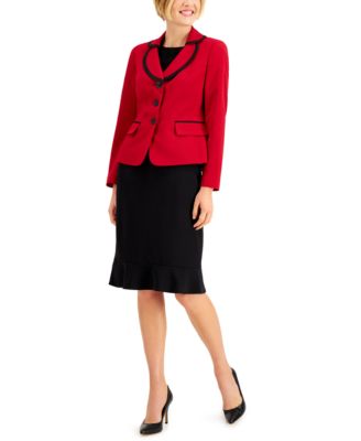 red pencil skirt suit