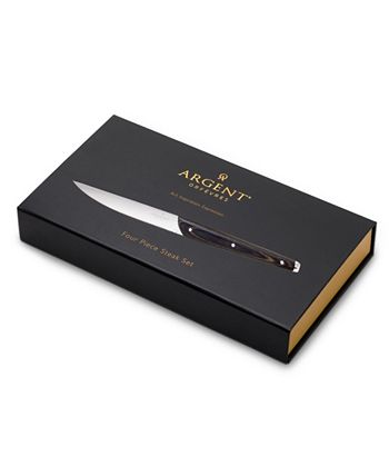 Hampton Forge 4-Piece Steak Knife Set - Serrated Black Handled Knives, 4.5 Inch - View #3
