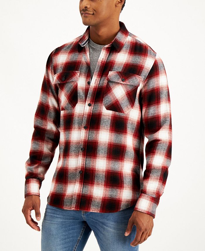 Sun + Stone Men's Aussie Plaid Flannel Shirt, Created for Macy's ...