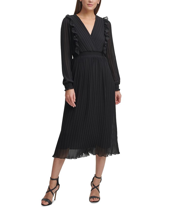 dkny ruffled midi dress