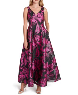 Tahari ASL - Sweetheart-Neck Metallic Jaquard Gown