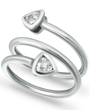 image of Giani Bernini Cubic Zirconia Trillion Bezel Wrap Ring in Sterling Silver, Created for Macy-s