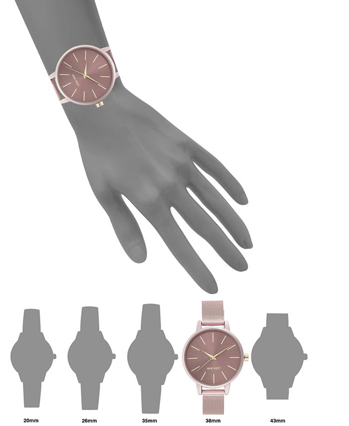 Nine West - Pink Mesh Bracelet Watch, 38mm