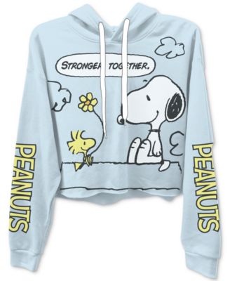 Freeze 24-7 - Trendy Plus Size Peanuts Cropped Hoodie