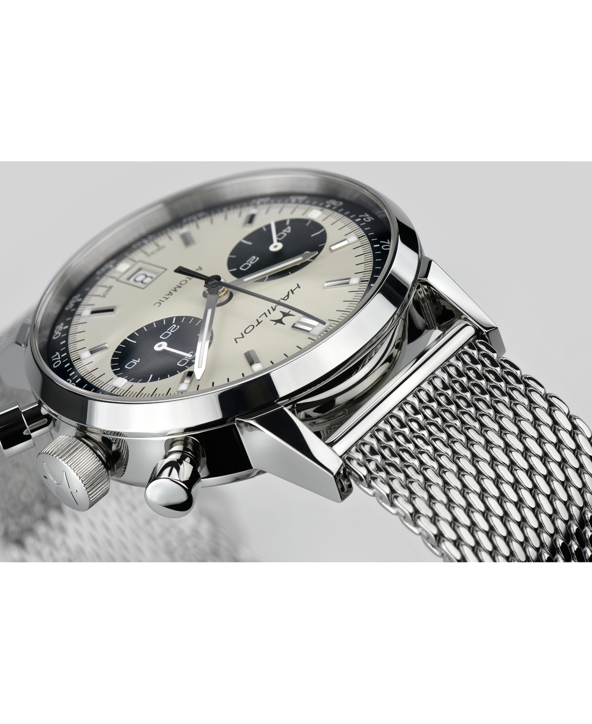 Shop Hamilton Men's Swiss Automatic Chronograph Intra-matic Stainless Steel Mesh Bracelet Watch 40mm