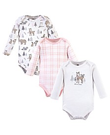 Baby Girls 3 Piece Cotton Long-Sleeve Bodysuits