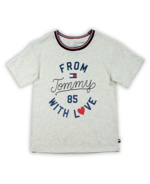 image of Tommy Hilfiger Big Girl-s with Love Tee with Rib and Glitter