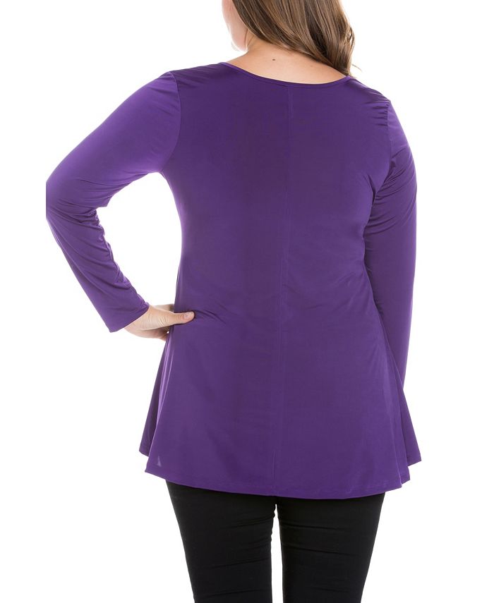 24seven Comfort Apparel Women's Plus Size Flared Long Sleeves Henley ...