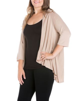Plus Size Elbow Length Sleeve Open Cardigan