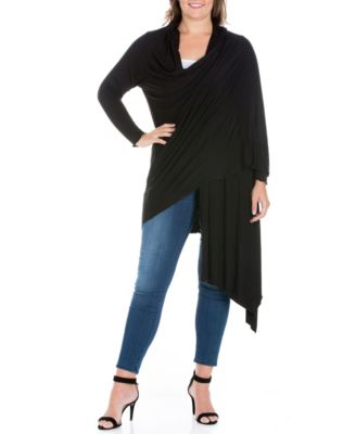 Women's Plus Size Extra Long Open Front Cardigan