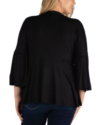 Plus Size Flared Open Front Cardigan Sweater