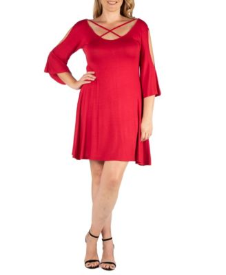women's plus red dress