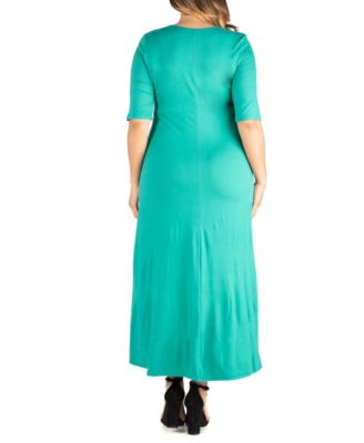 Plus Size Elbow Length Sleeve Maxi Dress