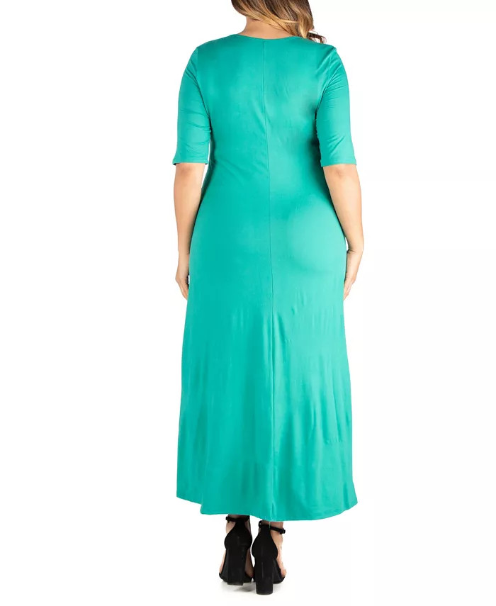 Plus Size Elbow Length Sleeve Maxi Dress - thumbnail 8