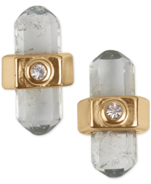 image of Lucky Brand Gold-Tone Pave Wrapped Stone Stud Earrings