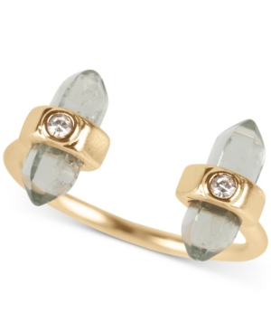 image of Lucky Brand Gold-Tone Pave Wrapped Stone Open Ring