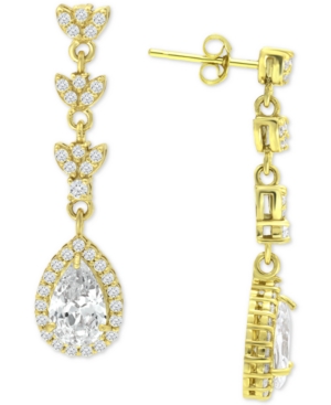 image of Giani Bernini Cubic Zirconia Teardrop Halo Drop Earrings in 18k Gold-Plated Sterling Silver, Created for Macy-s