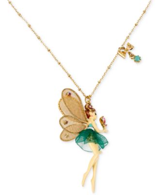 Betsey Johnson - Antique Gold-Tone Fairy and Bow Pendant Necklace