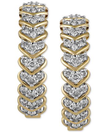 Macy's - Diamond Chevron Hoop Earrings (1 ct. t.w.) in 10k Gold