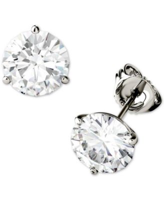 Moissanite Three Prong Stud Earrings (1-5/8 ct. t.w. DEW) in 14k White Gold