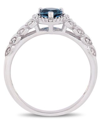 Amethyst and Diamond Halo Heart Ring (Also in Blue Topaz)