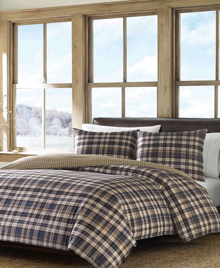 Eddie Bauer Port Gamble Cotton Reversible 3 Piece Duvet Cover Set, Full