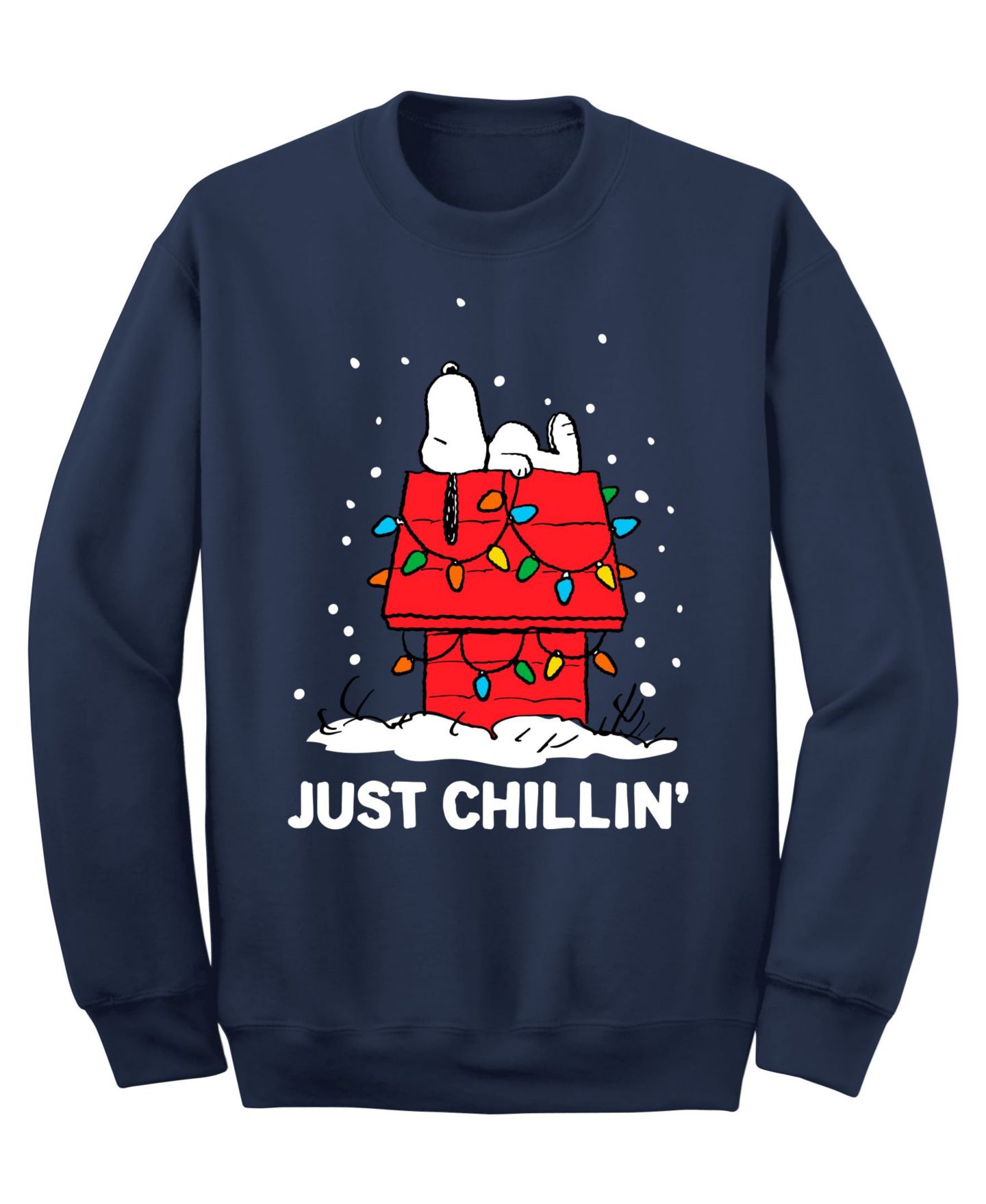 Мужской свитшот AIRWAVES Snoopy Just Chillin Christmas Crew Fleece, цвет: Тёмно-синий — фото 1