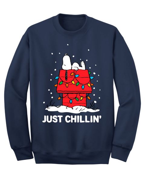Мужской свитшот AIRWAVES Snoopy Just Chillin Christmas Crew Fleece, цвет: Тёмно-синий