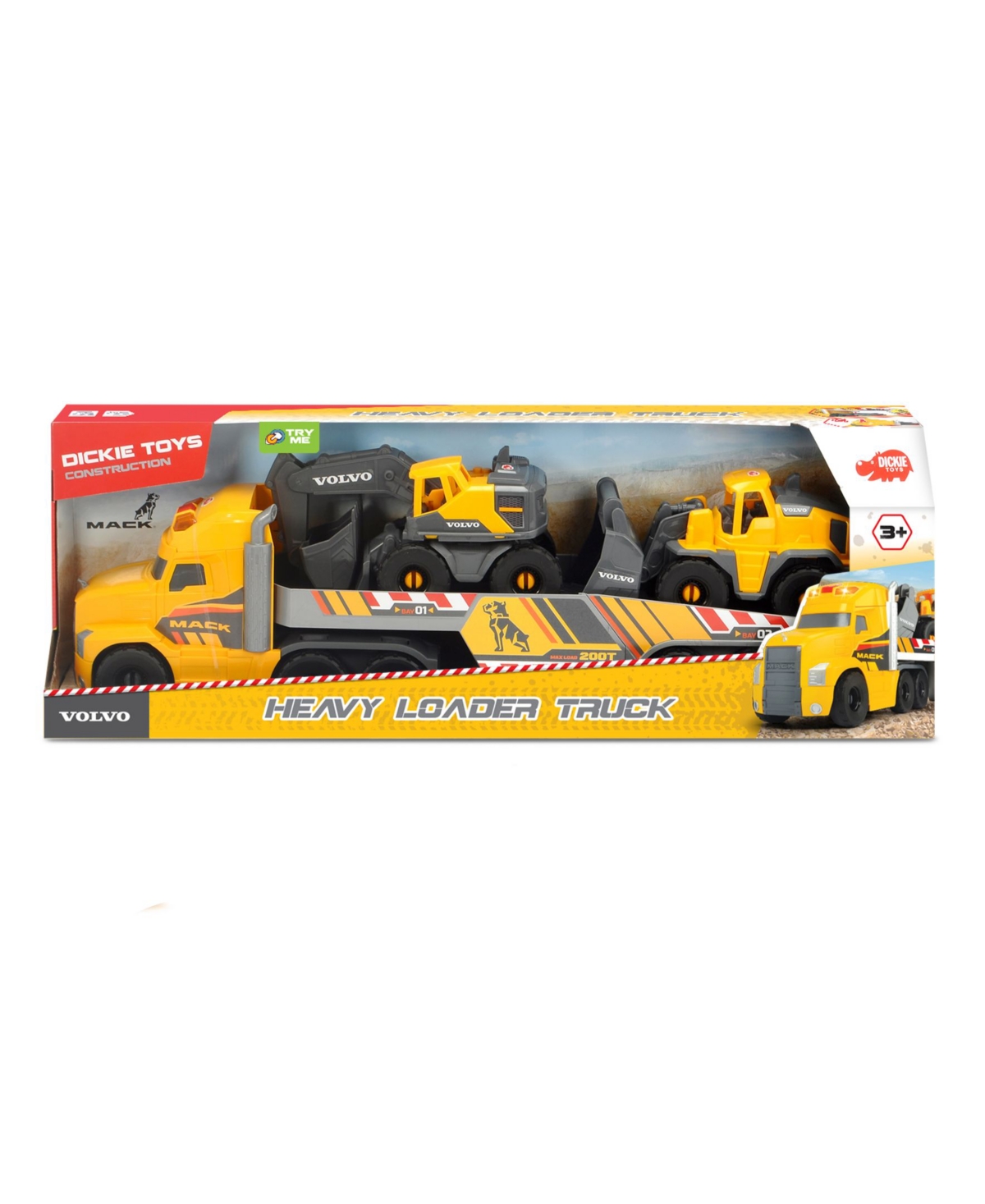 Shop Dickie Toys Hk Ltd Dickie Toys 28" Mack Truck With 2 Volvo Construction Trucks In Yellow