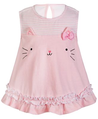 First Impressions - Baby Girls Pink Cat Cotton Sunsuit