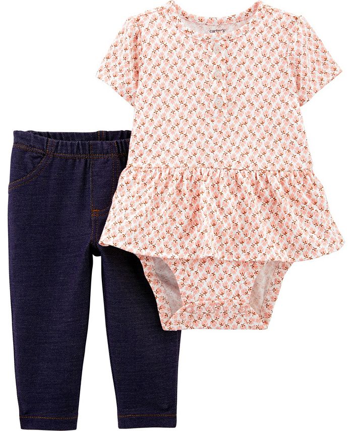 Carter's Baby Girls 2-Piece Peplum Bodysuit Pant Set - Macy's