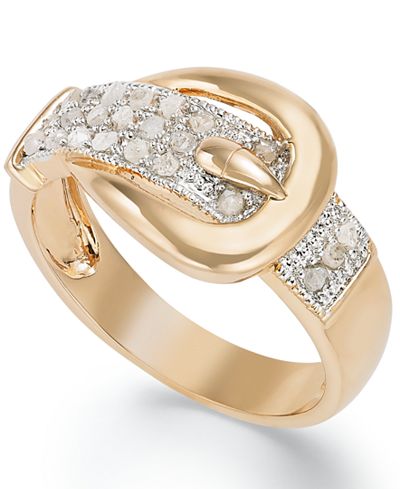 Victoria Townsend 18k Rose or Yellow Gold over Sterling Silver Diamond Buckle Ring (1/4 ct. t.w.)