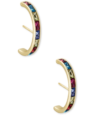image of Kendra Scott 14k Gold-Plated Multicolor Baguette-Cut Nano Gem Statement Stud Earrings