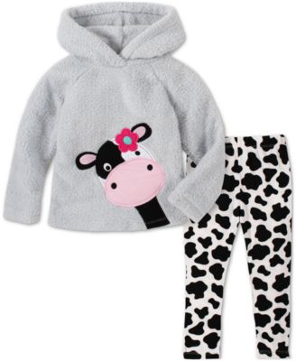 Kids Headquarters - Baby Girls 2-Piece Cow Hoodie & Printed Pants Set
